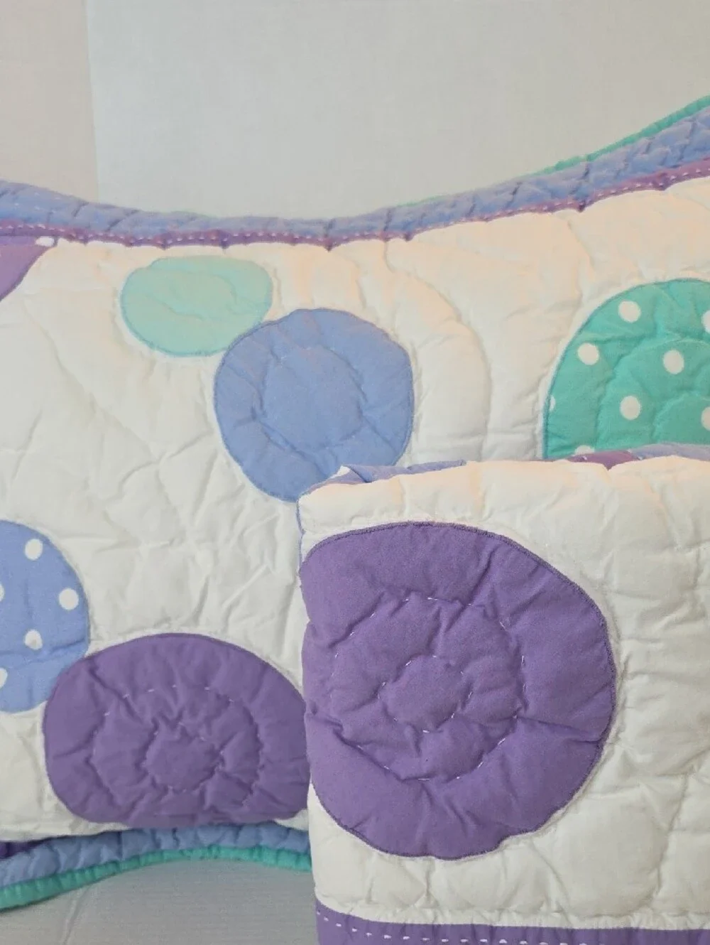 Pottery Barn Teen Vintage Dottie Purple Quilted Cotton Standard Pillow Shams